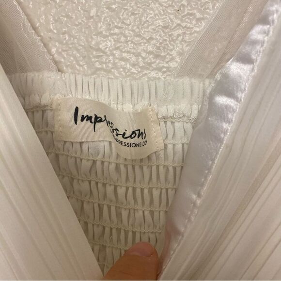 White V-Neck formal Evening wedding Dress maxi gown Floor Length XL 12-14 - Picture 15 of 15